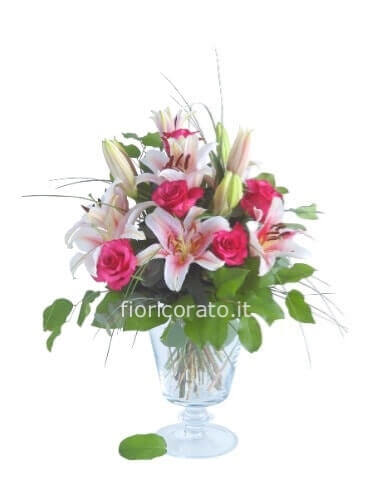 Invia gioia- Mazzo di lilium e rose