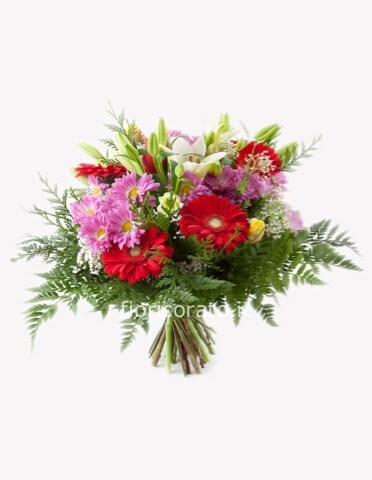 Dolce e Spettinata -Un bouquet di fiori dai toni decisi ed anche dolci per ricordare momenti speciali.