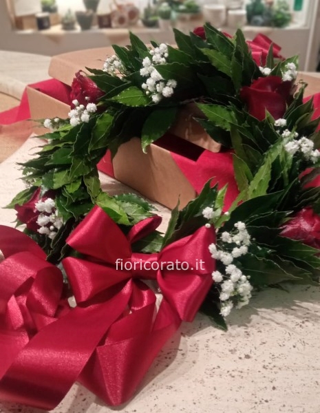 corona laurea bordeaux con scatola