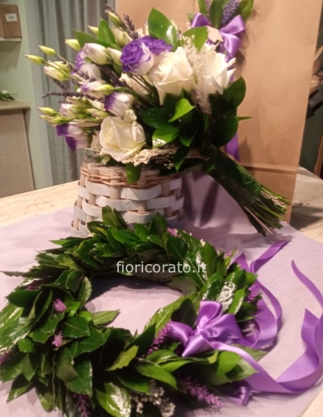 corona laurea e bouquet wisteria